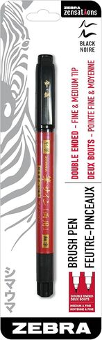 قلم فرشاة zebra pen ، قلم ، نهايات مزدوجة ، ومتوسطة وذات فرشاة ناعمة ، والحبر الأسود المقاوم للماء ، وحزمة واحدة in Saudi Arabia