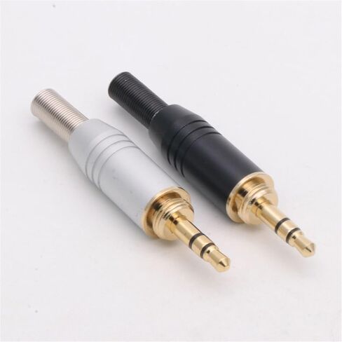 10Pcs/lot 3.5mm Jack 3 Poles Stereo Male Plug Soldering Wire Connector with Spring Aluminum Tube Screw-in 3.5mm Stereo Connector(10 Black) in Saudi Arabia