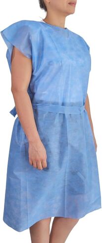 silaomedical Disposable Patient Gowns for Adults, 10-Pack — Short Sleeve, Back Tie Closure — For Medical, Hospital Use in Saudi Arabia