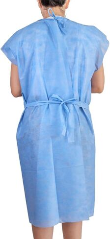 silaomedical Disposable Patient Gowns for Adults, 10-Pack — Short Sleeve, Back Tie Closure — For Medical, Hospital Use in Saudi Arabia