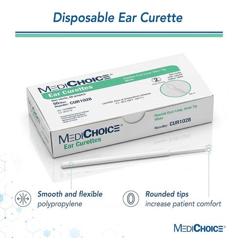 MediChoice Disposable Ear Curette, Single-Use, 4 Millimeter Tip, White, 1314CUR1028 (Box of 50) in Saudi Arabia