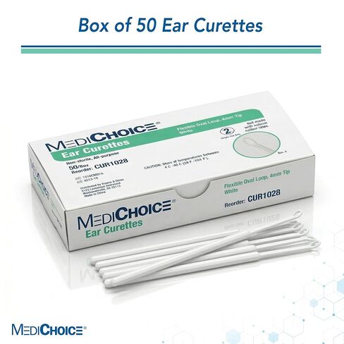 MediChoice Disposable Ear Curette, Single-Use, 4 Millimeter Tip, White, 1314CUR1028 (Box of 50) in Saudi Arabia