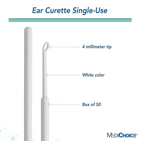 MediChoice Disposable Ear Curette, Single-Use, 4 Millimeter Tip, White, 1314CUR1028 (Box of 50) in Saudi Arabia