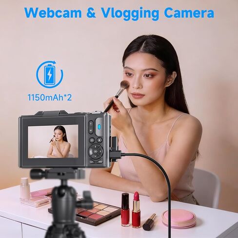 4K Vlogging Camera 48MP Digital Camera for YouTube, WiFi Autofocus and Anti-Shake, 2.8with 18X Zoom, Includes 32GB SD Card,1 Batteries,Travel Camera (Blackwhite) in Saudi Arabia