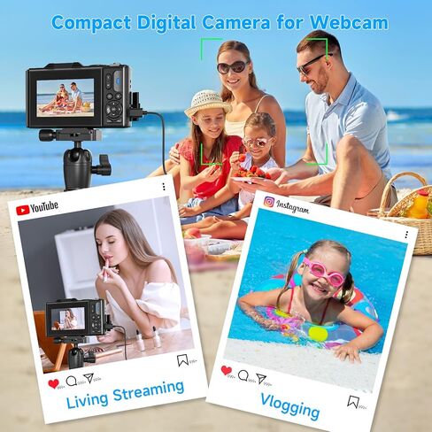 4K Vlogging Camera 48MP Digital Camera for YouTube, WiFi Autofocus and Anti-Shake, 2.8with 18X Zoom, Includes 32GB SD Card,1 Batteries,Travel Camera (Blackwhite) in Saudi Arabia