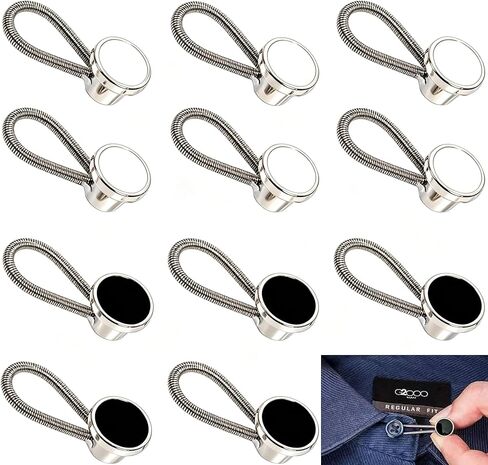 12 PCS Twlar Extensions with 4 Colors Wonder Button لتوسيع طول الرجال للرجال قمصان اللباس (الأسود والأبيض والأزرق والكاكي) in Kuwait