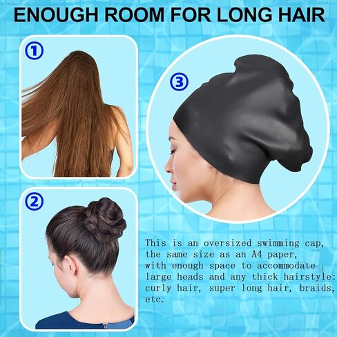 Large Swim Cap Silicone Swim Cap Keep Your Hair Dry While Swimming for Women Men Adults for Long Hair in Saudi Arabia