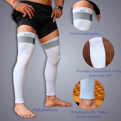 Wonder Care Compression Sleeve Ful Leg Brace for Running, Volleyball, Gym Weightlifting Bamboo Yarn Sleeve in Saudi Arabia