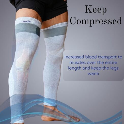 Wonder Care Compression Sleeve Ful Leg Brace for Running, Volleyball, Gym Weightlifting Bamboo Yarn Sleeve in Saudi Arabia
