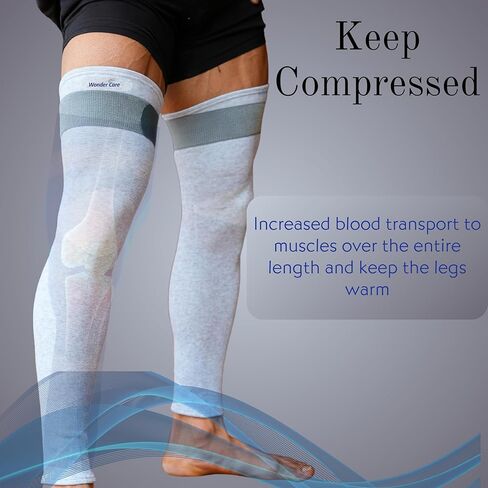 Wonder Care Compression Sleeve Ful Leg Brace for Running, Volleyball, Gym Weightlifting Bamboo Yarn Sleeve in Saudi Arabia