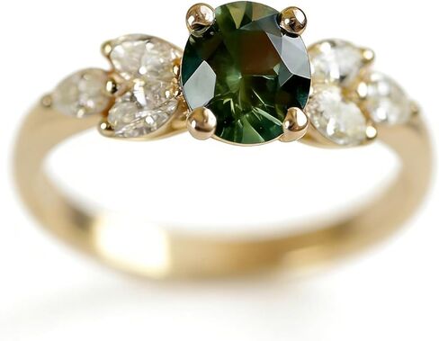 18K Gold Plated Oval Simulated Emerald Engagement Ring Women Wedding Engagement Gemstone Promise Engagement Ring in Saudi Arabia