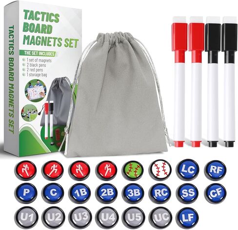 ZPU 36 Picese Football Board Magnets, Football Magnets Set with 2 Dry Erase Black Marker Pens, 2 Red Marker Pens, 1 Storage Bag, Tactics Strategy Board Coaches Clipboard Accessories in Saudi Arabia