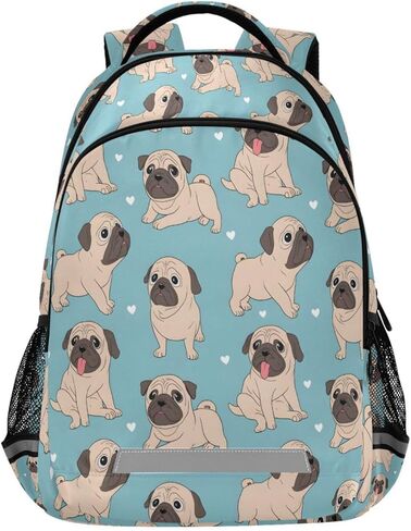 Alaza Funny Cartoon Pugs Puppy Dogs Backpacks Travel Laptop DayPack Book Book Bag for Men Women Teens Kids 33 in Kuwait