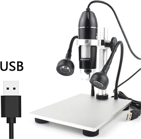 مجهر رقمي احترافي 1600X 1000X USB مجهر إلكتروني LED المنظار كاميرا تكبير المكبر + حامل رفع ألومنيوم (3 في 1 USB) in Kuwait