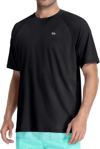 Ewedoos UPF50+ Mens Rash Guard Short Sleeve Swim Shirts for Men Quick Dry Sun Protection Tshirts for Men UV Sun Shirts in Kuwait