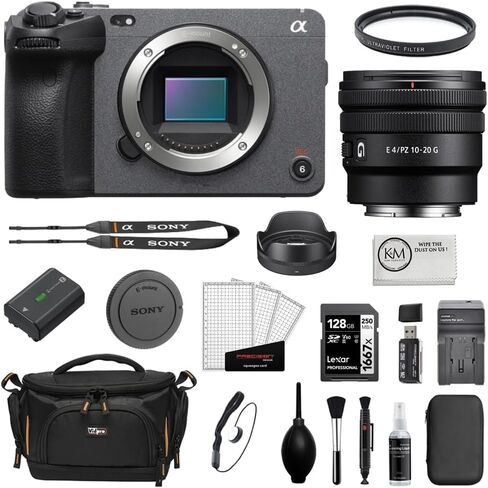 Sony FX30 Digital Cinema Camera Bundle with Sigma 18-50mm f/2.8 DC DN Contemporary Lens + UV Filter + 128GB Card + Cap Keeper + Memory Card Reader + Camera Bag + Cleaning Kit + Cloth (10 Items) in Saudi Arabia