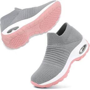 STQ Walking Shoes Women Breathable Slip on Tennis Shoes Black Sneakers with Arch Support All Black 8 in Kuwait