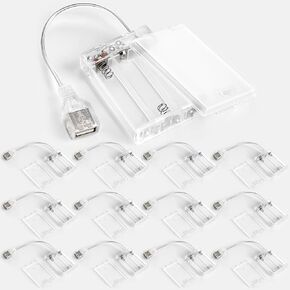 Copkim 12 Pcs USB Battery Pack for LED Lights Portable 5V Battery Pack with Cover for Plug in Lights, 4 AA Holder with Switch for Christmas New Year Neon Signs Outdoor Camping, White in Saudi Arabia