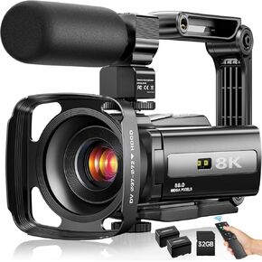 كاميرا فيديو 8K بدقة 88 ميجابكسل UHD WiFi كاميرات تسجيل فيديو لليوتيوب 18X تكبير رقمي رؤية ليلية بالأشعة تحت الحمراء كاميرا فيديو بشاشة تعمل باللمس 3.0 بوصة مع بطاقة 32 جيجابايت وميكروفون وغطاء عدسة ومثبت وجهاز تحكم عن بعد وبطاريتين in Kuwait