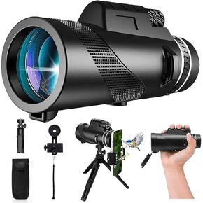Monocular-Telescope 80x100 High Powered Monoculars High Definition for Adults High Powered with Smartphone Adapter Telescope Hunting Wildlife Bird Watching Travel Camping Hiking-Black in Kuwait
