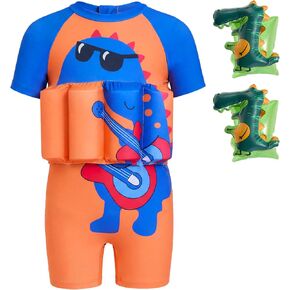 Gogokids Kids Swimsuit with Armbands & 8 Removable Buoyancy Pads, Baby Water Float UV 50+ Sun Protection Swimwear for Toddlers 1-6 Years (22-44lbs) | Back Zip Rash Guard for Pool, Beach & Swimming in Saudi Arabia
