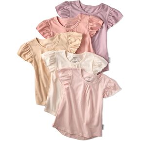 مجموعة تي شيرتات Butterblu Baby Girls' Rose مكونة من 5 تي شيرتات قصيرة الأكمام مكشكشة 100% من القطن العضوي للفتيات in Kuwait