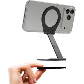 Aerostand: أنحف حامل لحافظات MagSafe وMagSafe PopSockets® - يناسب أي جيب أو محفظة أو صينية طائرة. يوسع 30X، سبائك الزنك التكتيكية، ويشمل حقيبة السفر. - الشبح الأسود in Kuwait