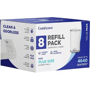 Comficove Refills Compatible with DEKOR MINI Diaper Pails | 4 Pack | Extra Thick Diaper Pail Refill Liners | Fresh Scent | Easy to Replace and Dispose of Diaper Bag | Odorless Baby Diapers Disposal in Saudi Arabia