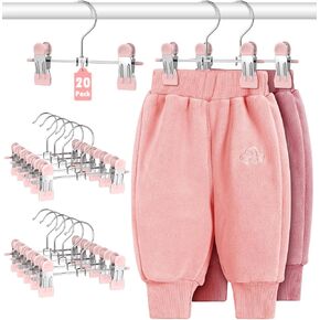 DOIOWN 10 Pack Baby Pants Hangers with Clips, Toddler Non-Slip Space Saving Hangers for Pants, Skirts, Clothes - Baby Essentials Closet Organizer in Kuwait