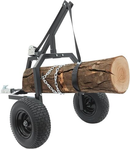 ATV Log Skidding Arch, 1600 lbs Capacity Heavy Duty Log Holder Set, 24in. Dia. Capacity Steel Forestry Arch Dolly with 16" Pneumatic Tires & Manual Winch for Farm, Commercial Lumber Transport (Gray) in Saudi Arabia