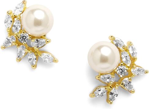 Mariell Pearl & Marquise CZ Crystal Clip-On Wedding Earrings for Bride, Bridesmaids & Mother of the Bride in Saudi Arabia