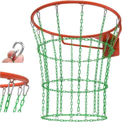 KingDolly Upgraded Buckle Chain Basketball Net, Rust-Proof Coated Metal Basketball Net Outdoor with 12 Loops Snap Links, 18" Universal Fit Chain Net for Basketball Hoop - No Tools Installation in Saudi Arabia