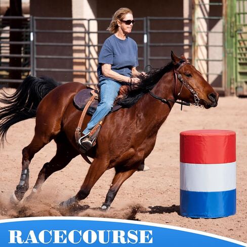 Breling 3 Pack 55 Gallon Equestrian Barrel Covers for Barrel Racing, Red White Blue 210d Oxford Fabric, for Steel Plastic Fiber Rodeo Equipment and Horse Practice in Saudi Arabia