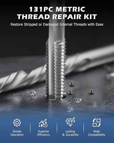 DAYUAN 131pcs Helicoil Metric Thread Repair Kit, HSS Drill Thread Insert Repair Tool M5 M6 M8 M10 M12 in Saudi Arabia