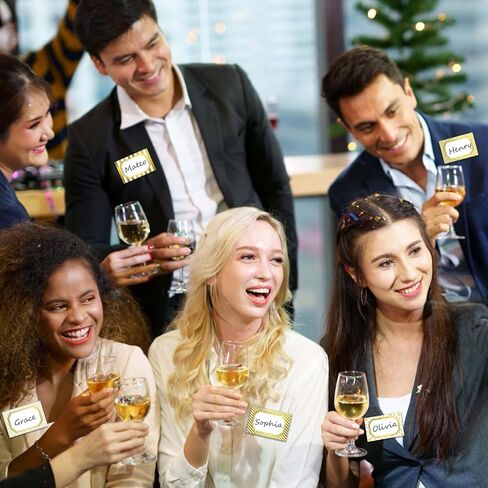 Zacool 240 PCS Gold Foil اسم العلامات الملصقات (3 "× 2") ملصقات علامة هدايا Gold Border Border ، علامات عيد الميلاد اللزجة ملصقات اسم العلامة الذهب للهدية. in Saudi Arabia