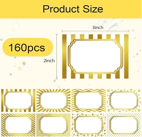 Zacool 240 PCS Gold Foil اسم العلامات الملصقات (3 "× 2") ملصقات علامة هدايا Gold Border Border ، علامات عيد الميلاد اللزجة ملصقات اسم العلامة الذهب للهدية. in Saudi Arabia