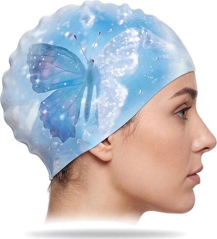 Silicone Swim Cap, Shuiqiuqian Colorful and Comfortable Swimming Cap for Women & Men, Waterproof for Training Pool & Beach, Assorted Colors Available in Saudi Arabia