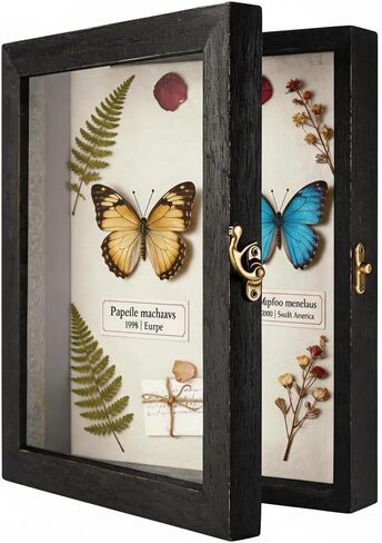 TJ.MOREE Shadow Box Display Case 12 x 12 Flowers Shadow Box Frame with Glass Window Picture Frame Wedding Bouquet Memorabilia Medals Photos Memory Box for Keepsakes - Carbonized in Kuwait