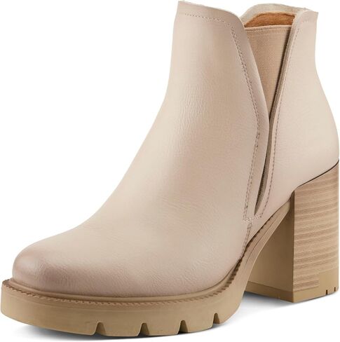 PATRIZIA WALKOFF Women’s Platform Chelsea Boot – Faux Leather Lug Sole Bootie with Elastic Gore & Side Zipper in Saudi Arabia