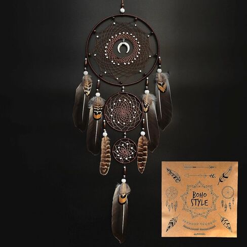 Urdeoms Large Moon Boho Dream Catcher, for Girls, Adult Turquoise Hanging Ornament for Wall Décor, Bedroom Living Room Dorm Festival Gift (NO.34) in Kuwait
