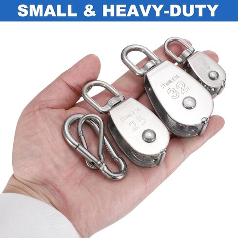 PATIKIL M32 Single Pulley Block, (507 lbs Load)(1 Set), 304 Stainless Steel Heavy Duty Wheel Swivel Rigging Lifting Fixed Pulley for Wire Rope Gym Equipment Clothesline in Saudi Arabia