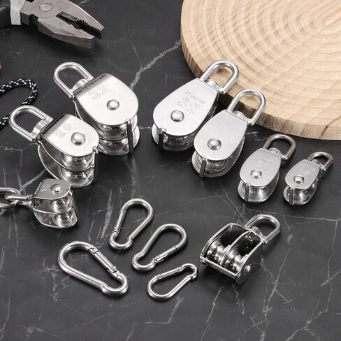 PATIKIL M32 Single Pulley Block, (507 lbs Load)(1 Set), 304 Stainless Steel Heavy Duty Wheel Swivel Rigging Lifting Fixed Pulley for Wire Rope Gym Equipment Clothesline in Saudi Arabia
