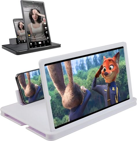 14" Screen Magnifier for Cell Phone, 3D Foldable Phone Stand Screen Enlarger, Mobile Phone Screen Amplifier, Eye-Caring for Browsing Video and Watching Movies, Reading Books (White, 14 Inch) in Saudi Arabia