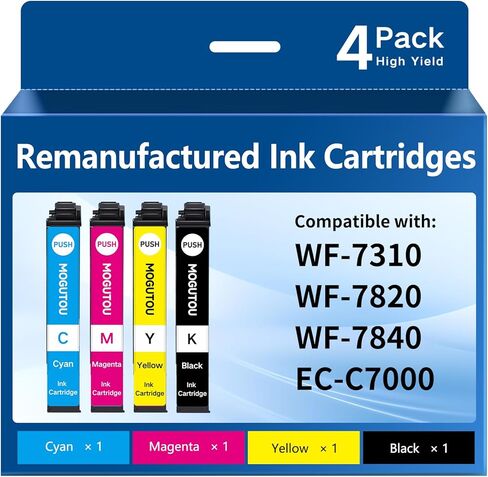 812xl خراطيش حبر الحبر حزمة التحرير والسرد المعاد تصنيعها لـ Epson 812XL 812 T812 XL خراطيش الحبر لطابعة EPSON FORMORCE PRO WF-7840 WF-7820 WF-7310 EC-C7000 (812XL 4 PACK TUBLE) in Saudi Arabia