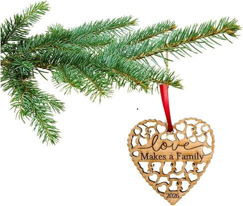 Adoption Gifts, Gotcha Day Gifts, Love Makes A Family Adoption Ornament in Laser Cut Wood 2023, Great Adoption Gifts for Family Or Our Blended Idea, Comes in a Gift Box in Saudi Arabia