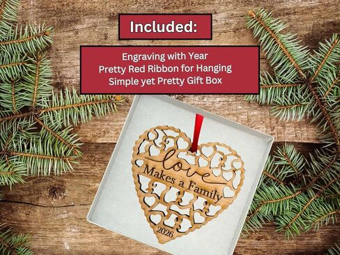 Adoption Gifts, Gotcha Day Gifts, Love Makes A Family Adoption Ornament in Laser Cut Wood 2023, Great Adoption Gifts for Family Or Our Blended Idea, Comes in a Gift Box in Saudi Arabia