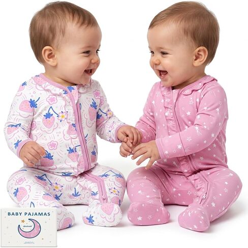 Rayon Made from Bamboo Baby Pajamas Baby Sleepers for Newborn 0-3 3-6 6-9 Months 2Pcs Footie Pjs Baby Girls Clothes in Saudi Arabia