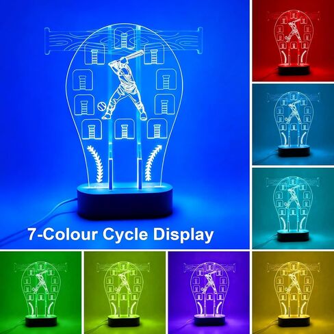 حامل حلقة البيسبول Loscarol المضيئة، 7 ألوان ثلاثية الأبعاد LED أضواء بطولة حلقة العرض، هدايا البيسبول للأولاد، هدايا عيد ميلاد لمحبي اللاعبين، ملحقات البيسبول للأولاد in Kuwait