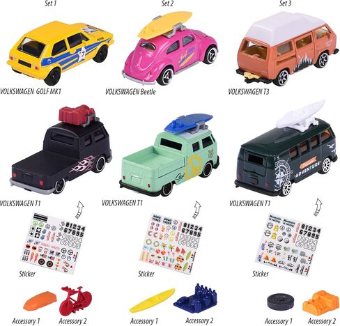 Majorette Volkswagen the Originals Trailers with Metal Brags ، Scale 1:64 ، VW مرخص رسميًا ، ستتلقى 1 من 4 مركبات + مقطورات VW (تم إرسالها عشوائيًا) (3467452065464) in Kuwait