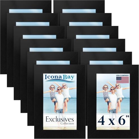 إطارات دبلومة Icona Bay مقاس 8.5 × 11 (أسود، 12 حزمة)، إطار شهادة مركب من الخشب القوي، مجموعة إطار مستندات أنيقة، سطح الطاولة أو التثبيت على الحائط، مجموعة حصرية in Kuwait